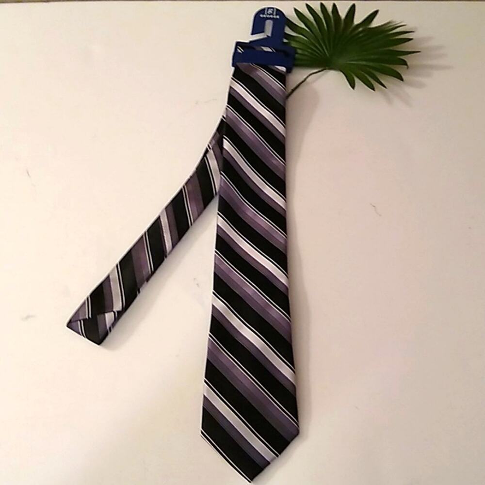 NWT George Tie silver black gray stripe. Office
